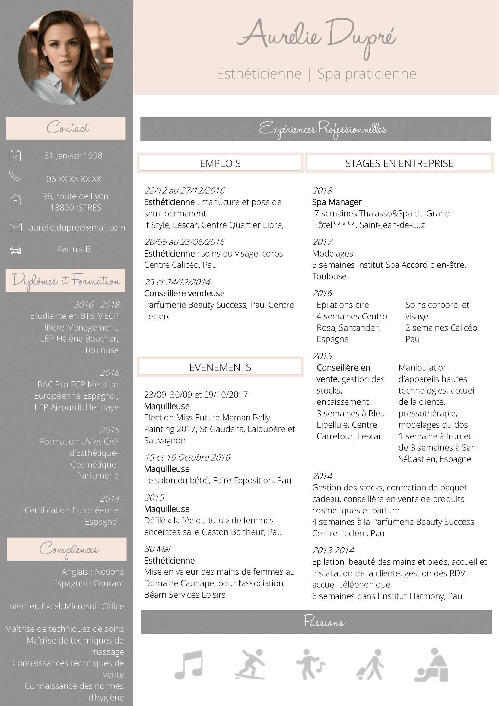 CV estheticienne